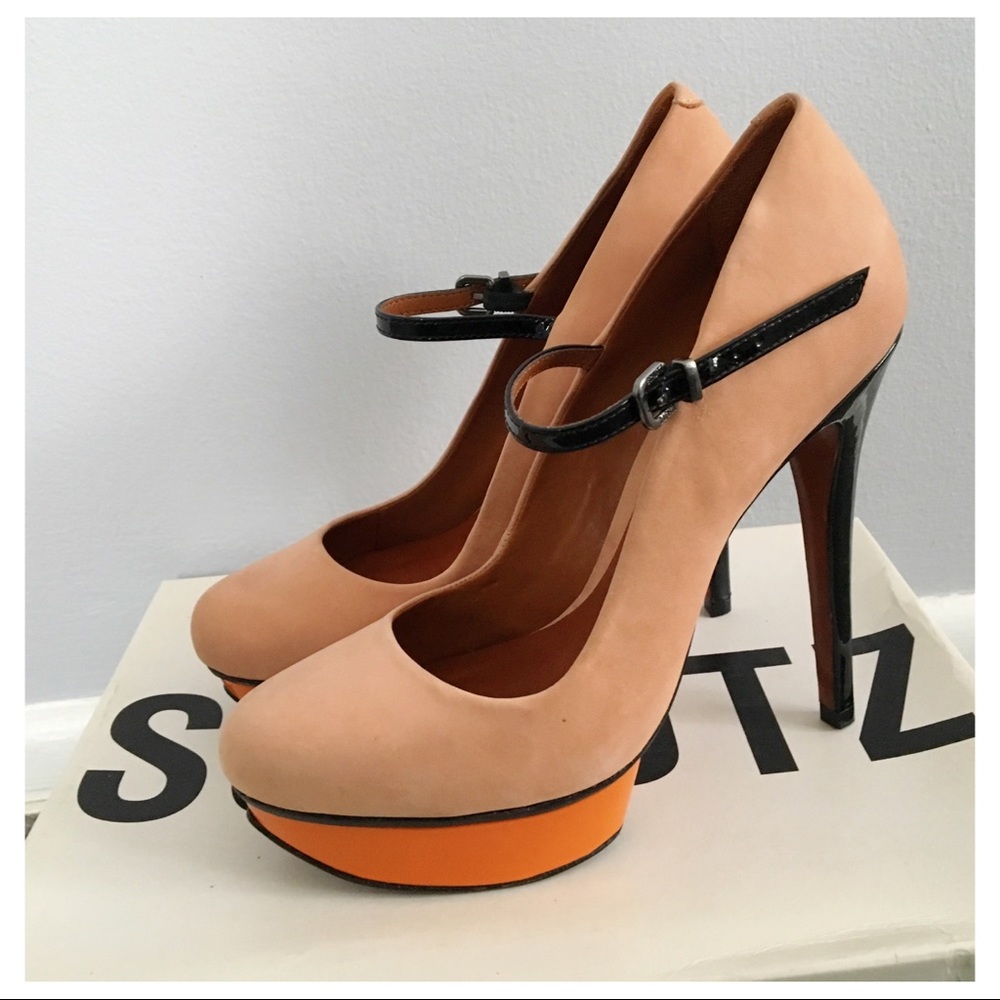 FINAL🛍️🎉Schultz leather champagne pink platform heel pump